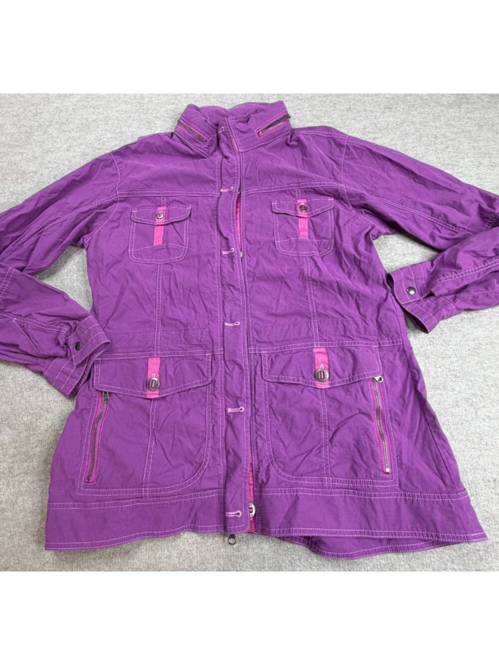 Kuhl Womens Jacket Large Purple Rekon Utility Nylon Cotton Hooded